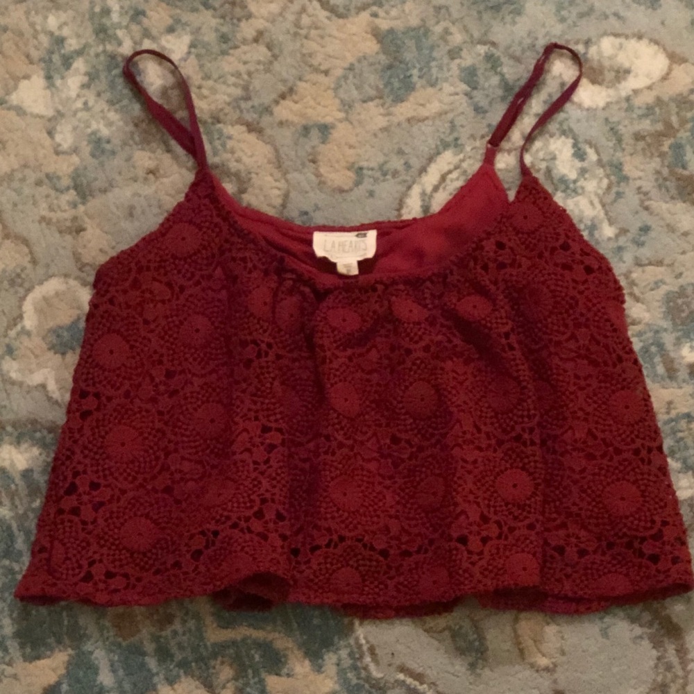 Cropped Tank Top (Maroon/Sz Med)